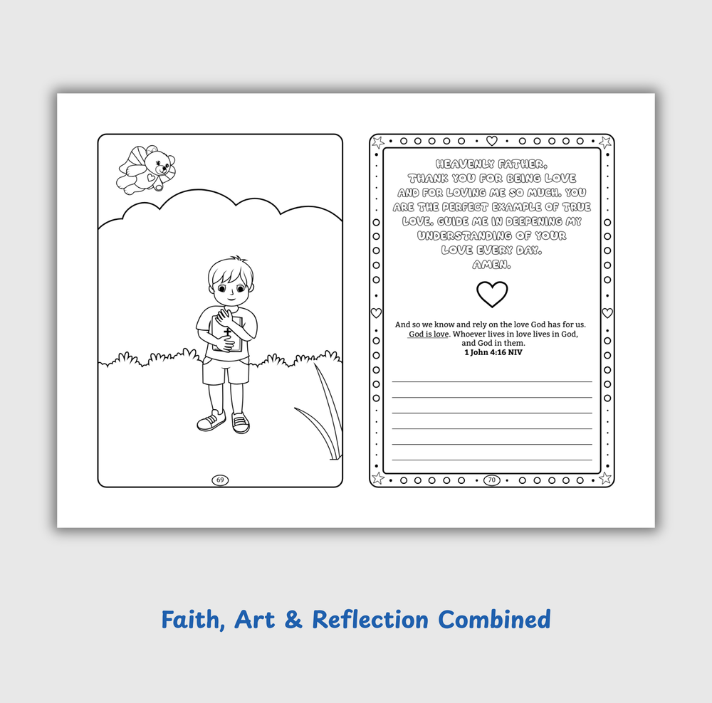 Angel-Scout™ Briella the Bear | Coloring Prayer Journal Set | The Love of God