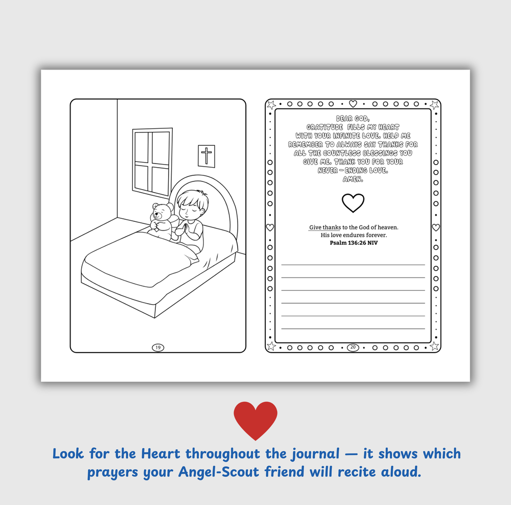 Angel-Scout™ Briella the Bear | Coloring Prayer Journal Set | The Love of God