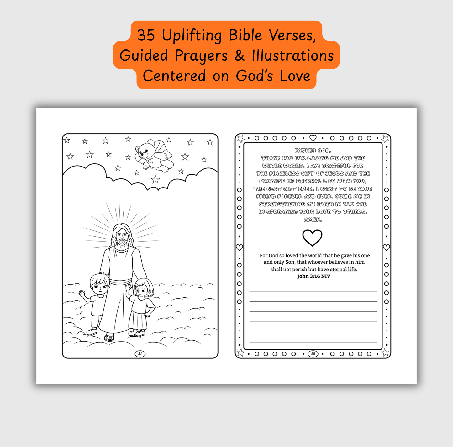 The Love of God – Coloring & Prayer Journal Featuring Angel-Scout, Briella the Bear | 35 Bible Verses, Prayers & Faith-Inspired Art | Buy One, Bless One — Pray It Forward