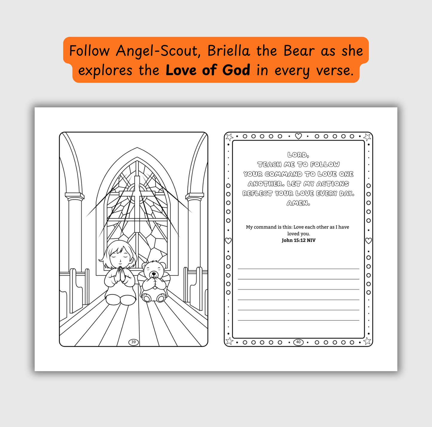 The Love of God – Coloring & Prayer Journal Featuring Angel-Scout, Briella the Bear | 35 Bible Verses, Prayers & Faith-Inspired Art | Buy One, Bless One — Pray It Forward