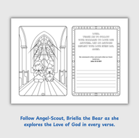 Angel-Scout™ Briella the Bear | Coloring Prayer Journal Set | The Love of God