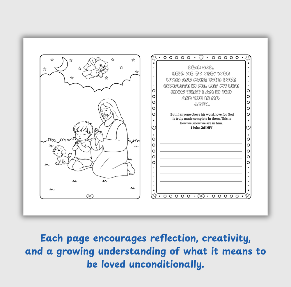 Angel-Scout™ Briella the Bear | Coloring Prayer Journal Set | The Love of God
