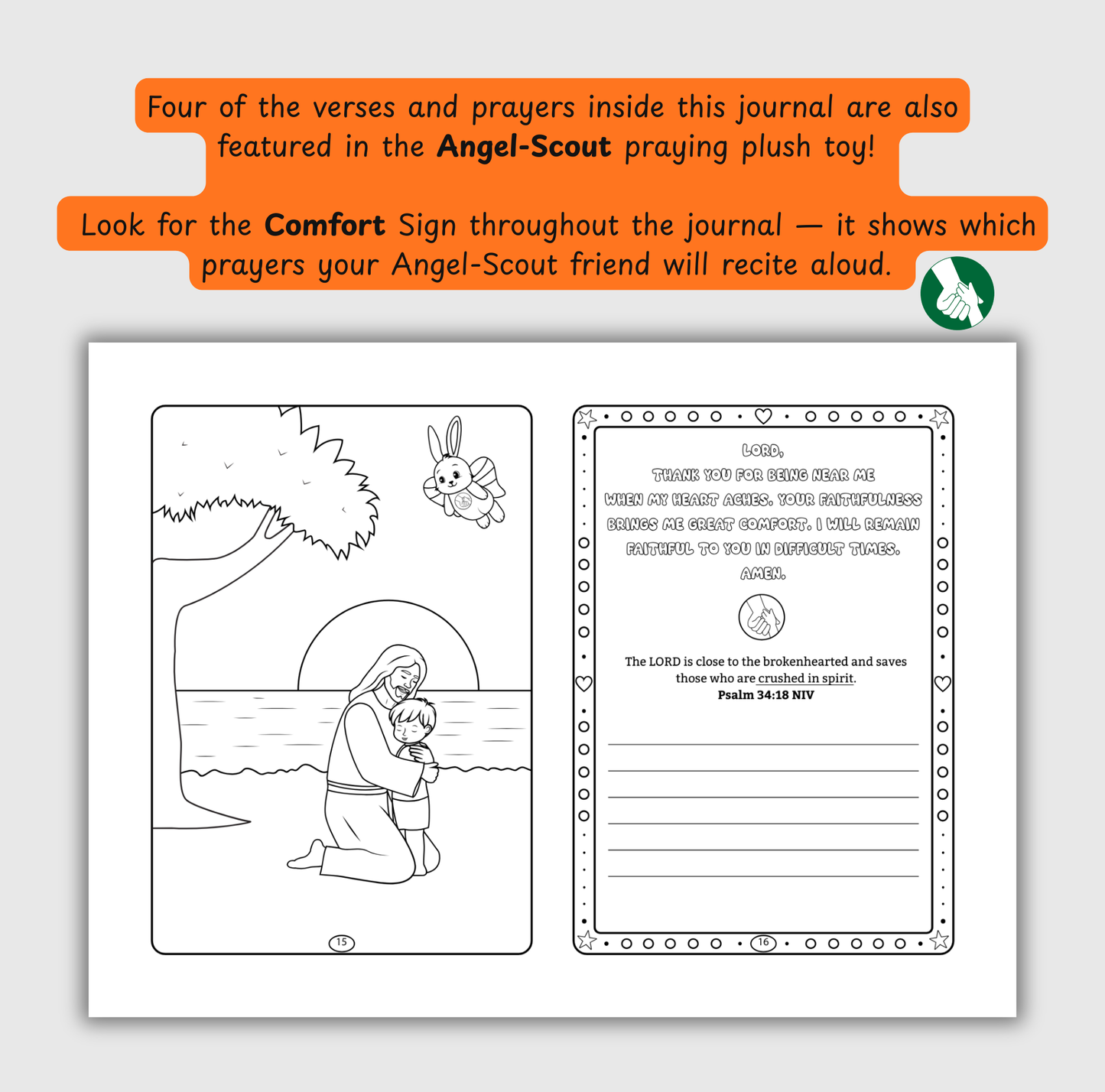 The Comfort of God – Coloring & Prayer Journal Featuring Angel-Scout, Benny the Bunny | 35 Bible Verses, Prayers & Faith-Inspired Art | Buy One, Bless One — Pray It Forward