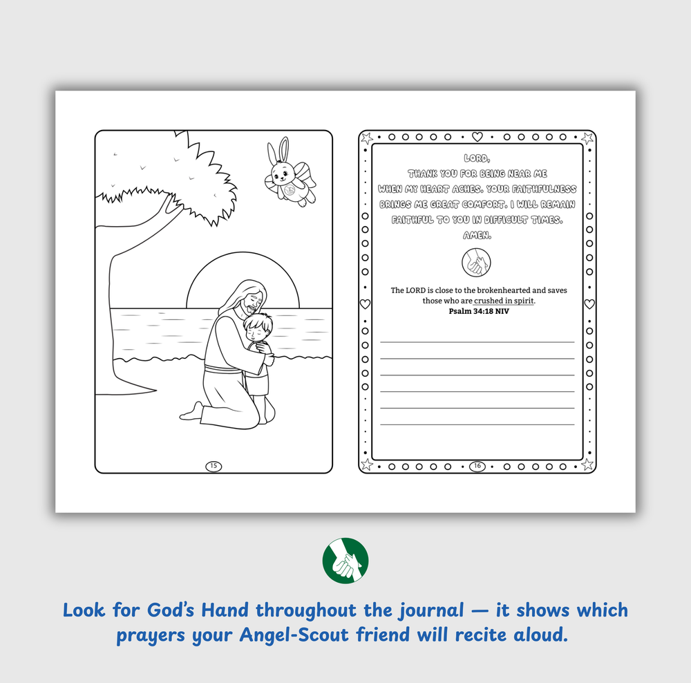 Angel-Scout™ Benny the Bunny | Coloring Prayer Journal Set | The Comfort of God