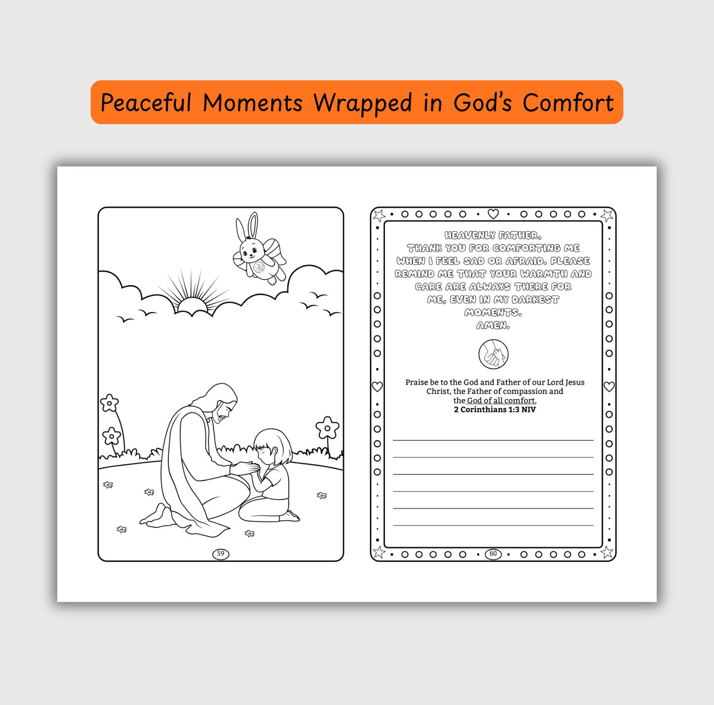 The Comfort of God – Coloring & Prayer Journal Featuring Angel-Scout, Benny the Bunny | 35 Bible Verses, Prayers & Faith-Inspired Art | Buy One, Bless One — Pray It Forward
