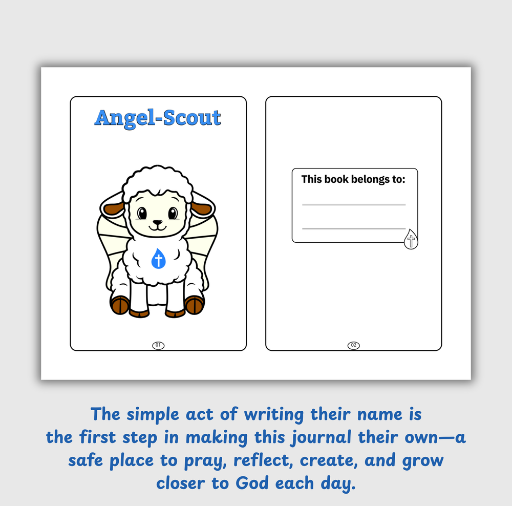 Angel-Scout™ Liam the Lamb | Coloring Prayer Journal Set | The Salvation of God