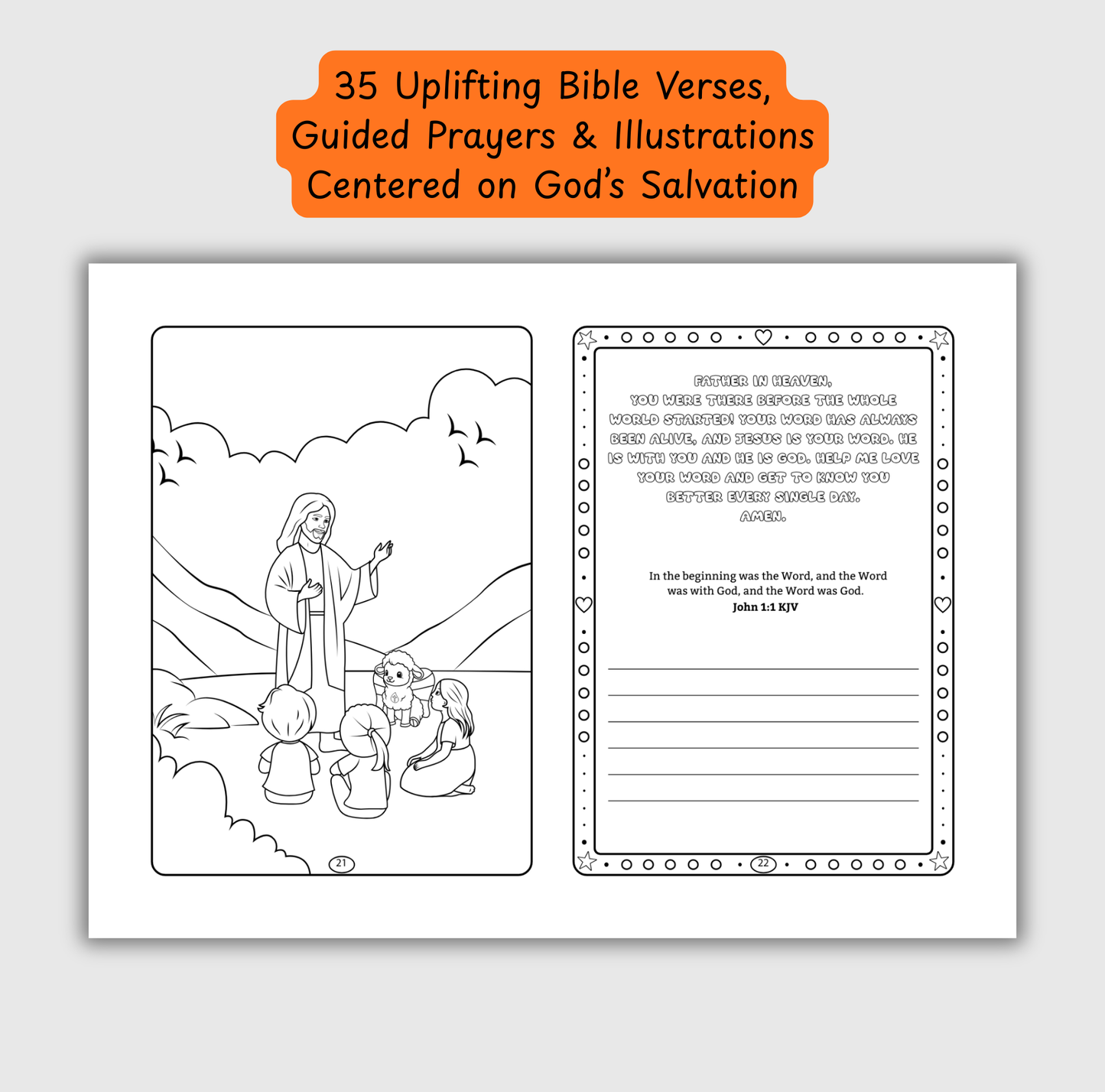 The Salvation of God – Coloring & Prayer Journal Featuring Angel-Scout, Liam the Lamb | 35 Bible Verses, Prayers & Faith-Inspired Art | Buy One, Bless One — Pray It Forward