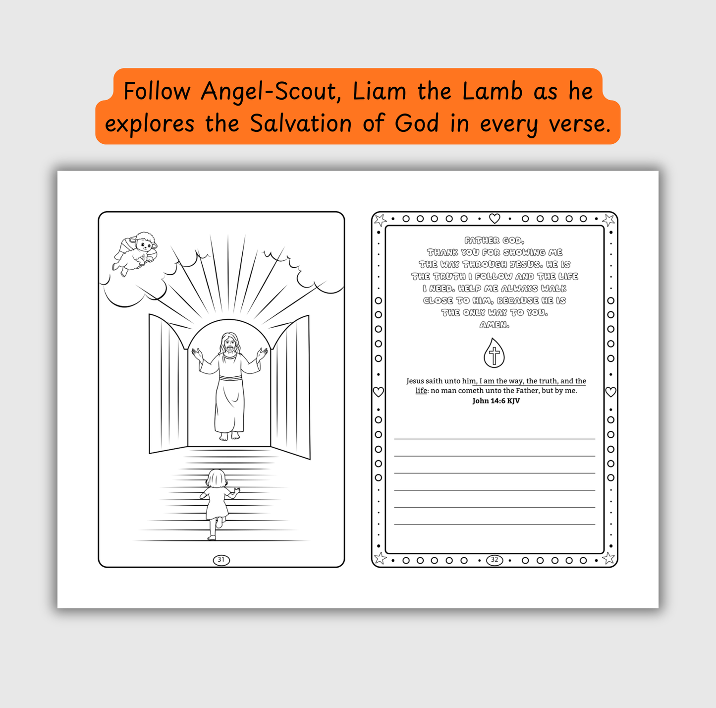 The Salvation of God – Coloring & Prayer Journal Featuring Angel-Scout, Liam the Lamb | 35 Bible Verses, Prayers & Faith-Inspired Art | Buy One, Bless One — Pray It Forward