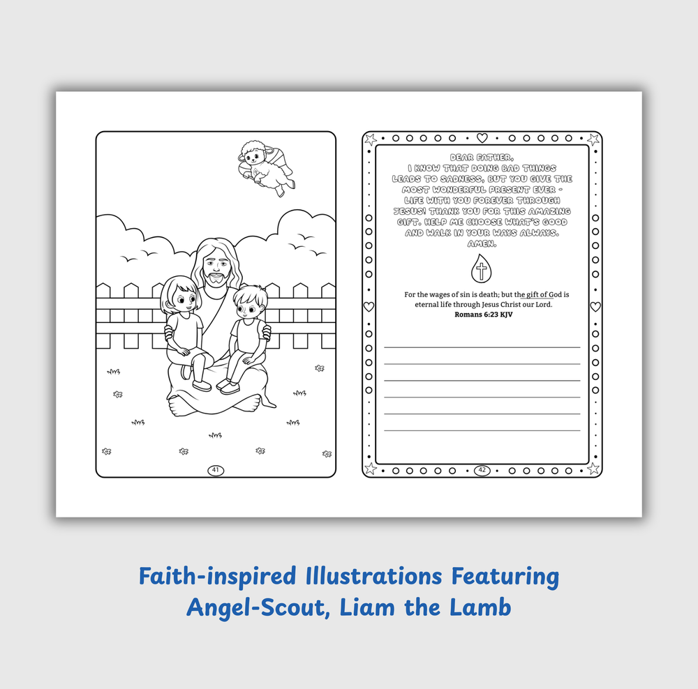 Angel-Scout™ Liam the Lamb | Coloring Prayer Journal Set | The Salvation of God