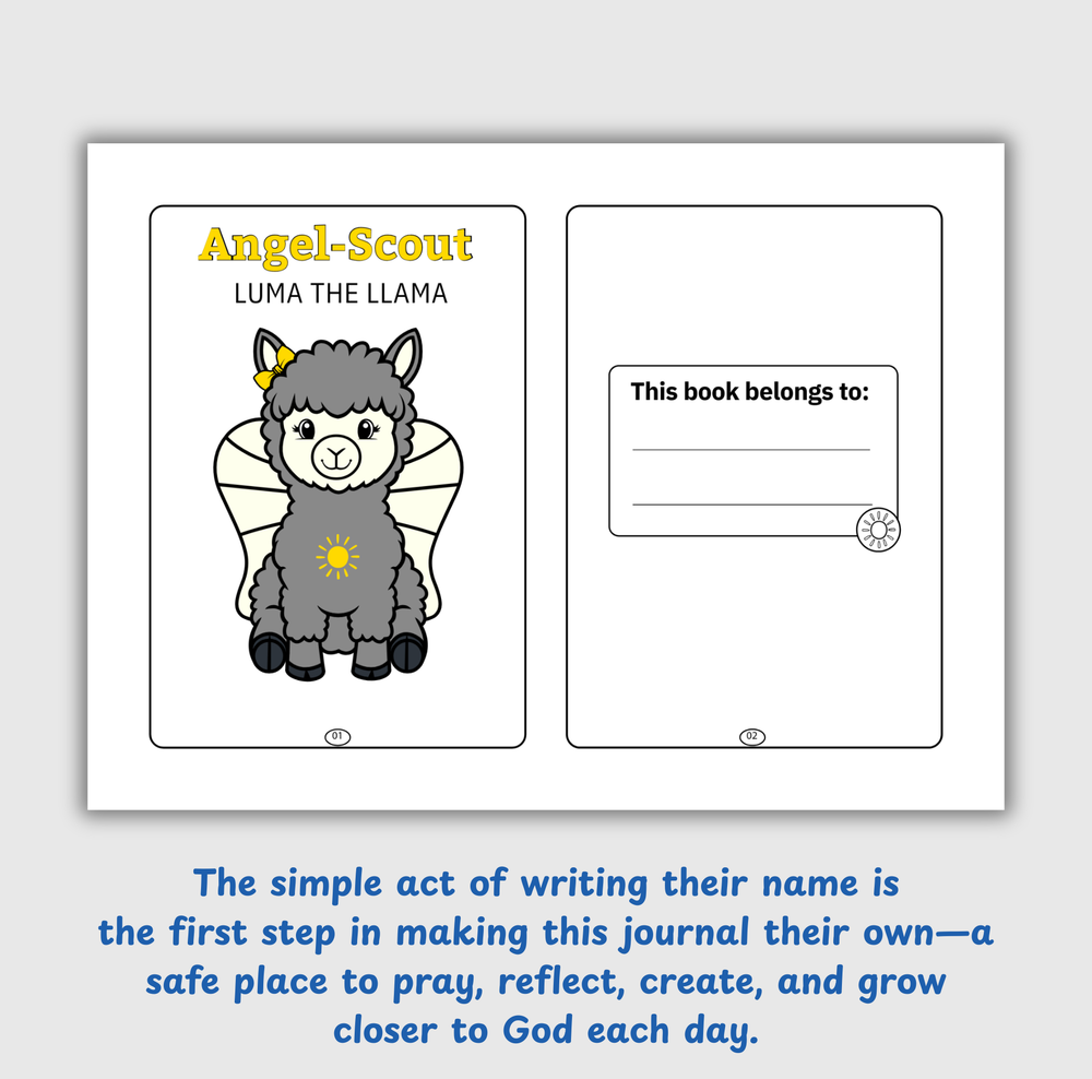 Angel-Scout™ Luma the Llama | Coloring Prayer Journal Set | The Light of God