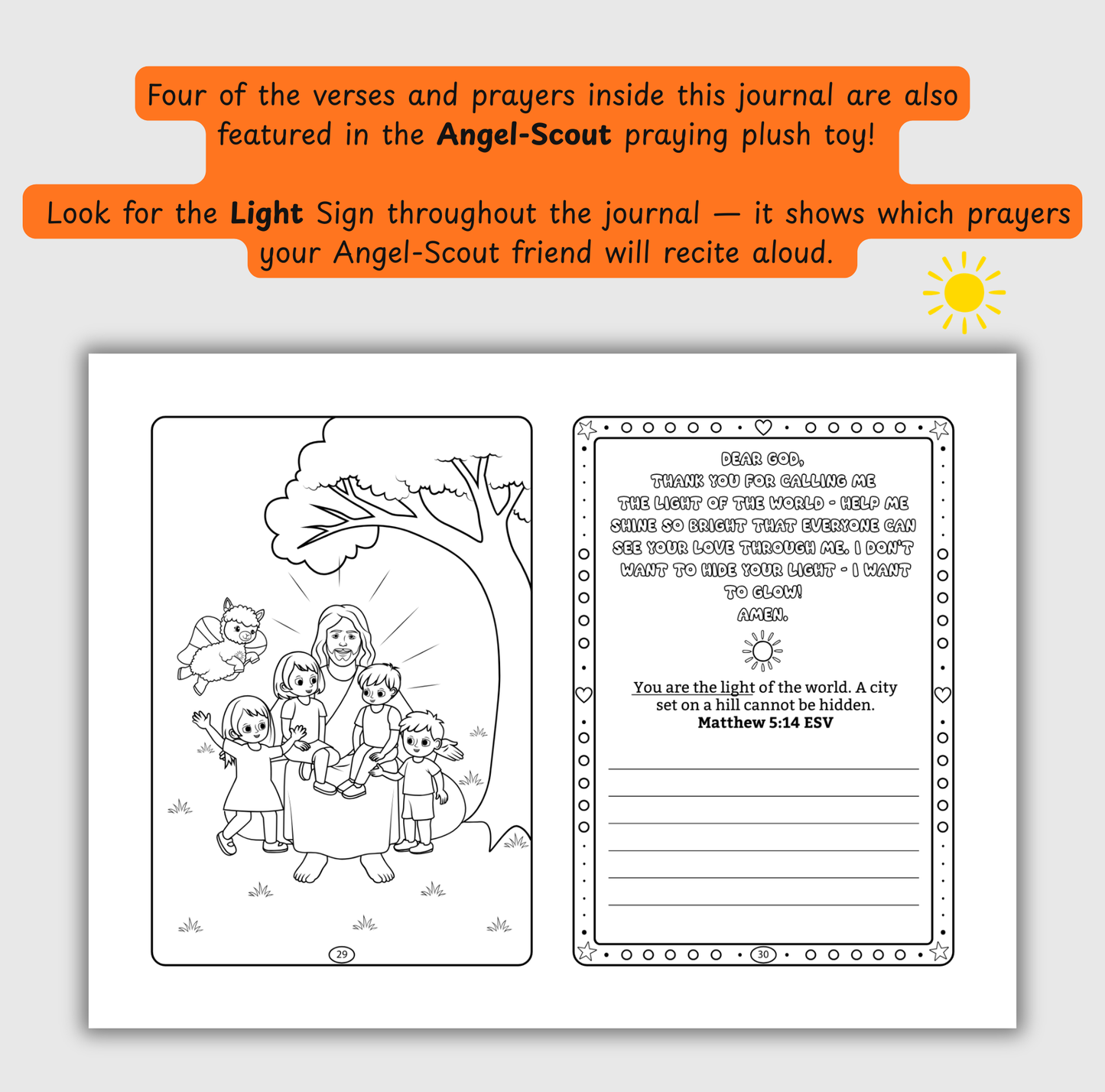 The Light of God – Coloring & Prayer Journal Featuring Angel-Scout, Luma the Llama | 35 Bible Verses, Prayers & Faith-Inspired Art | Buy One, Bless One — Pray It Forward