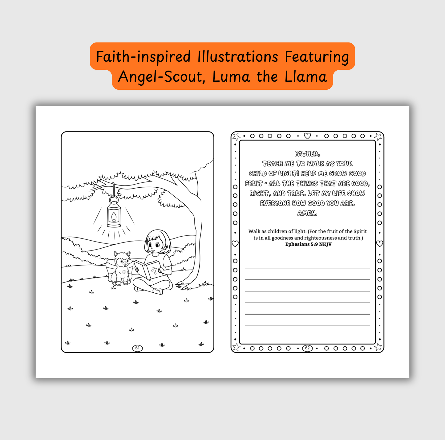 The Light of God – Coloring & Prayer Journal Featuring Angel-Scout, Luma the Llama | 35 Bible Verses, Prayers & Faith-Inspired Art | Buy One, Bless One — Pray It Forward