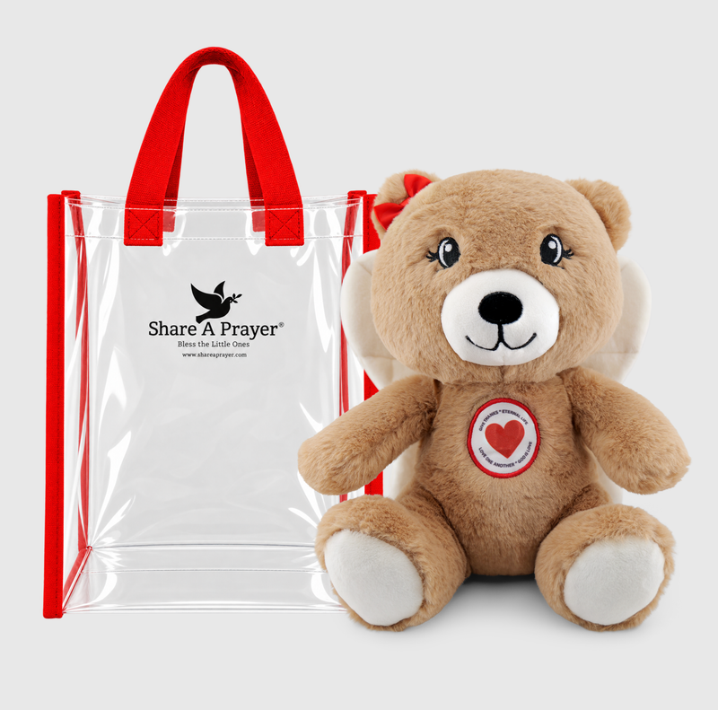 Angel-Scout™ Prayer Plush • Red Tote, Briella the Bear Edition | The Love of God