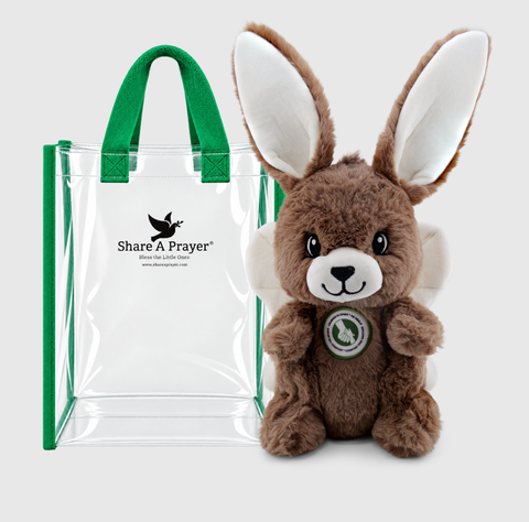 Angel-Scout™ Prayer Plush • Green Tote, Benny the Bunny Edition | The Comfort of God