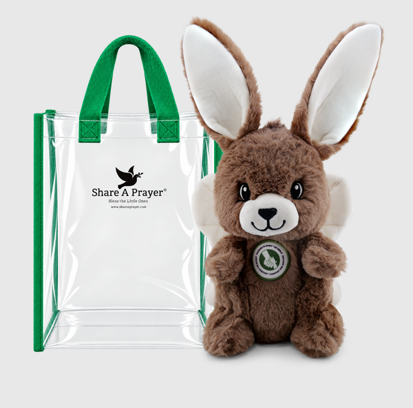 Angel-Scout™ Prayer Plush • Green Tote, Benny the Bunny Edition | The Comfort of God