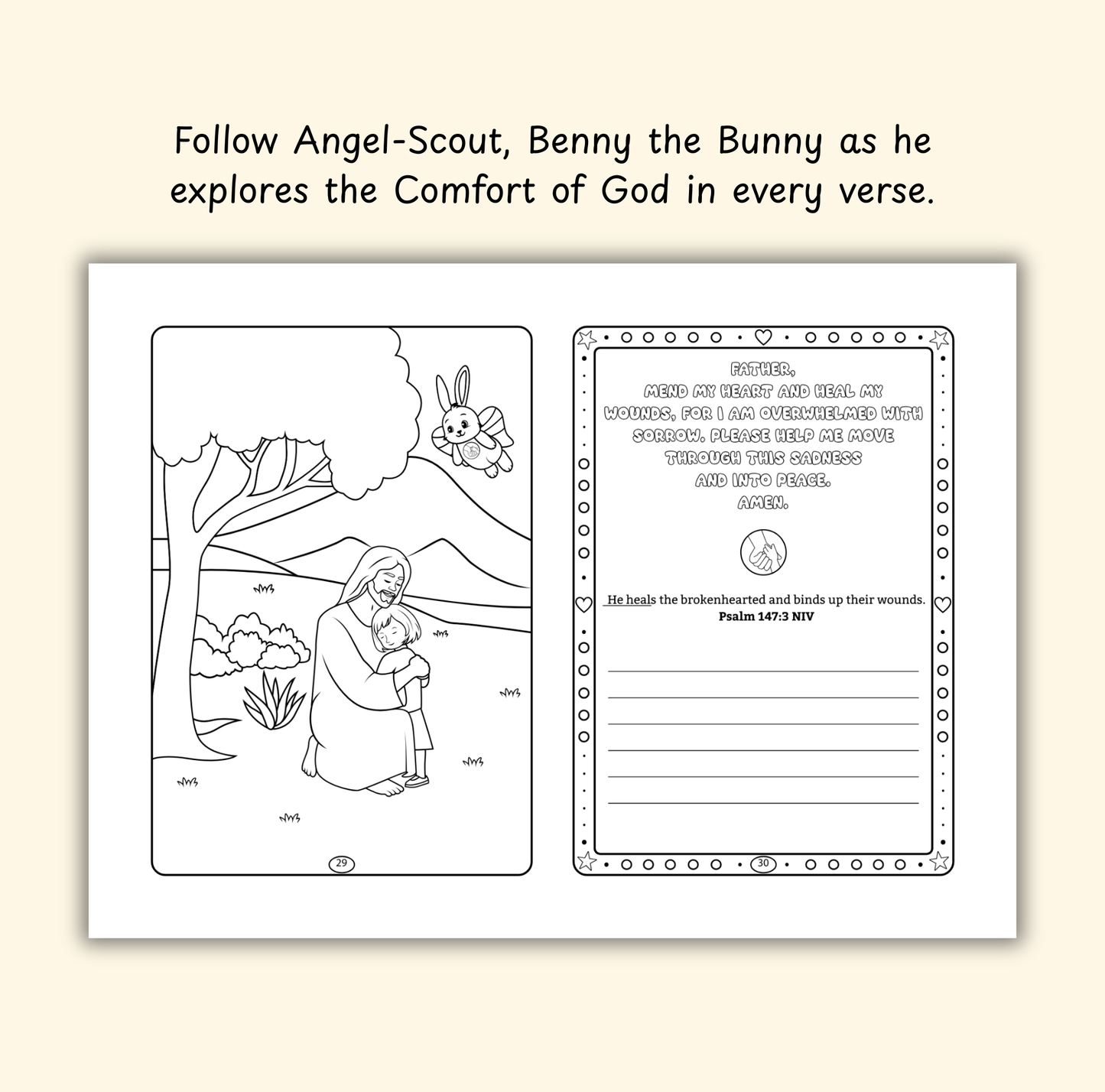 The Comfort of God – Coloring & Prayer Journal Featuring Angel-Scout, Benny the Bunny | 35 Bible Verses, Prayers & Faith-Inspired Art | Buy One, Bless One — Pray It Forward