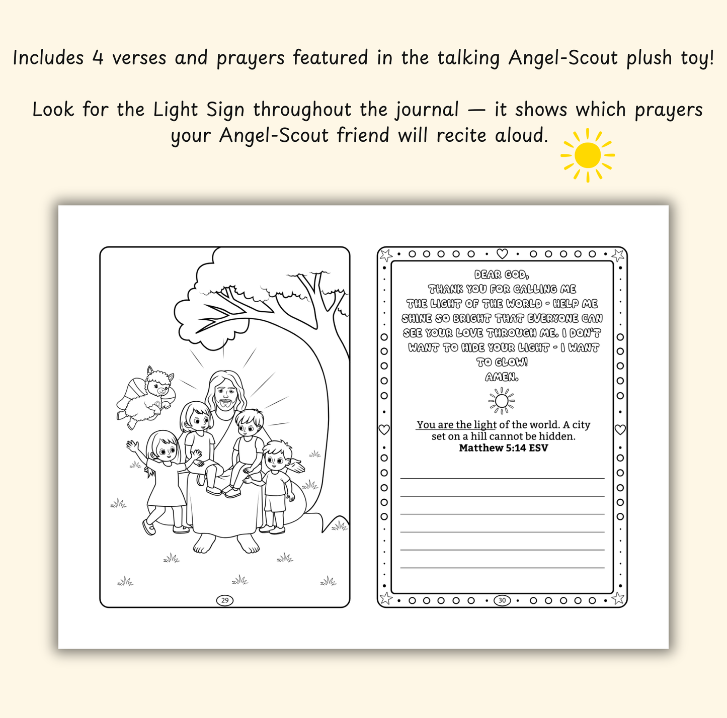 The Light of God – Coloring & Prayer Journal Featuring Angel-Scout, Luma the Llama | 35 Bible Verses, Prayers & Faith-Inspired Art | Buy One, Bless One — Pray It Forward