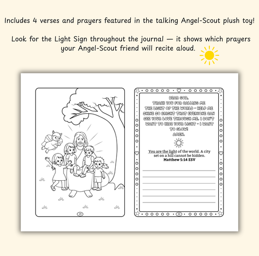 The Light of God – Coloring & Prayer Journal Featuring Angel-Scout, Luma the Llama | 35 Bible Verses, Prayers & Faith-Inspired Art | Buy One, Bless One — Pray It Forward