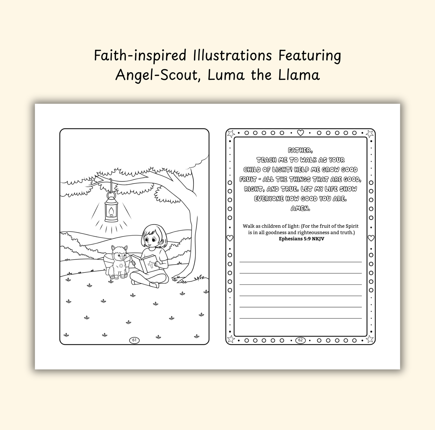 The Light of God – Coloring & Prayer Journal Featuring Angel-Scout, Luma the Llama | 35 Bible Verses, Prayers & Faith-Inspired Art | Buy One, Bless One — Pray It Forward