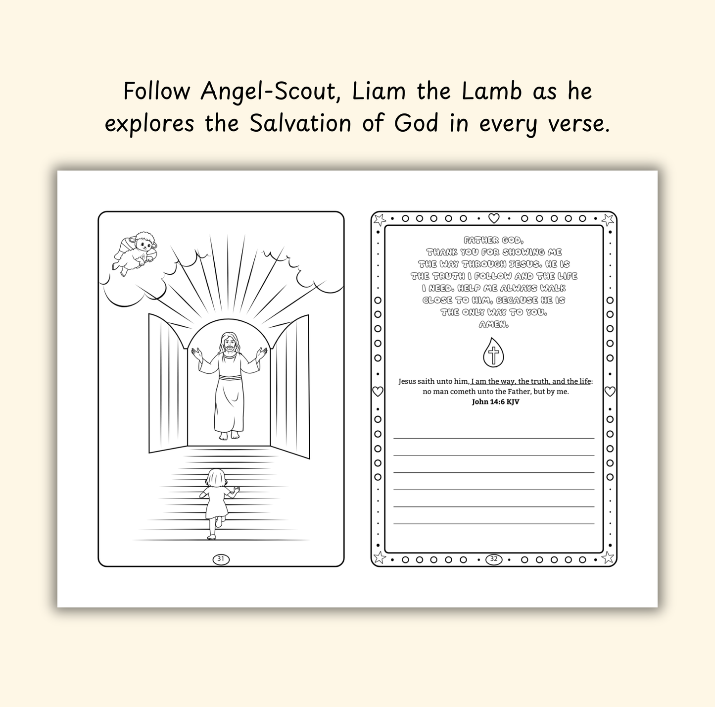 The Salvation of God – Coloring & Prayer Journal Featuring Angel-Scout, Liam the Lamb | 35 Bible Verses, Prayers & Faith-Inspired Art | Buy One, Bless One — Pray It Forward