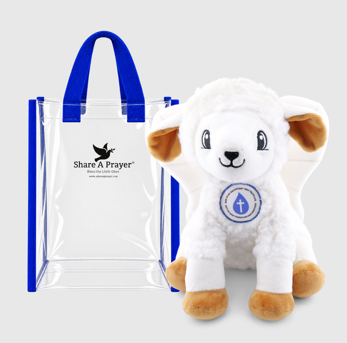 Angel-Scout™ Prayer Plush • Blue Tote, Liam the Lamb Edition | The Salvation of God