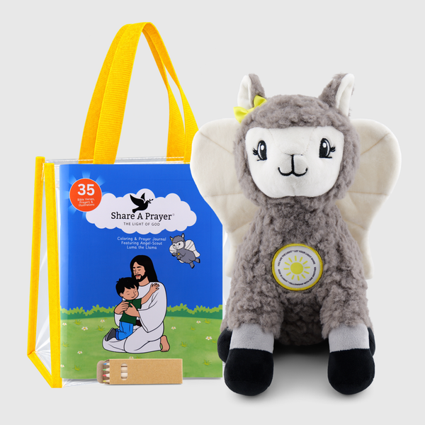 Angel-Scout™ Luma the Llama Gift Set | Prayer Plush Companion • Coloring Prayer Journal • Backpack • Pencils