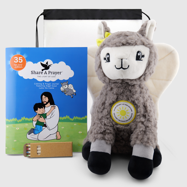 Angel-Scout™ Luma the Llama Gift Set | Prayer Plush Companion • Coloring Prayer Journal • Backpack • Pencils