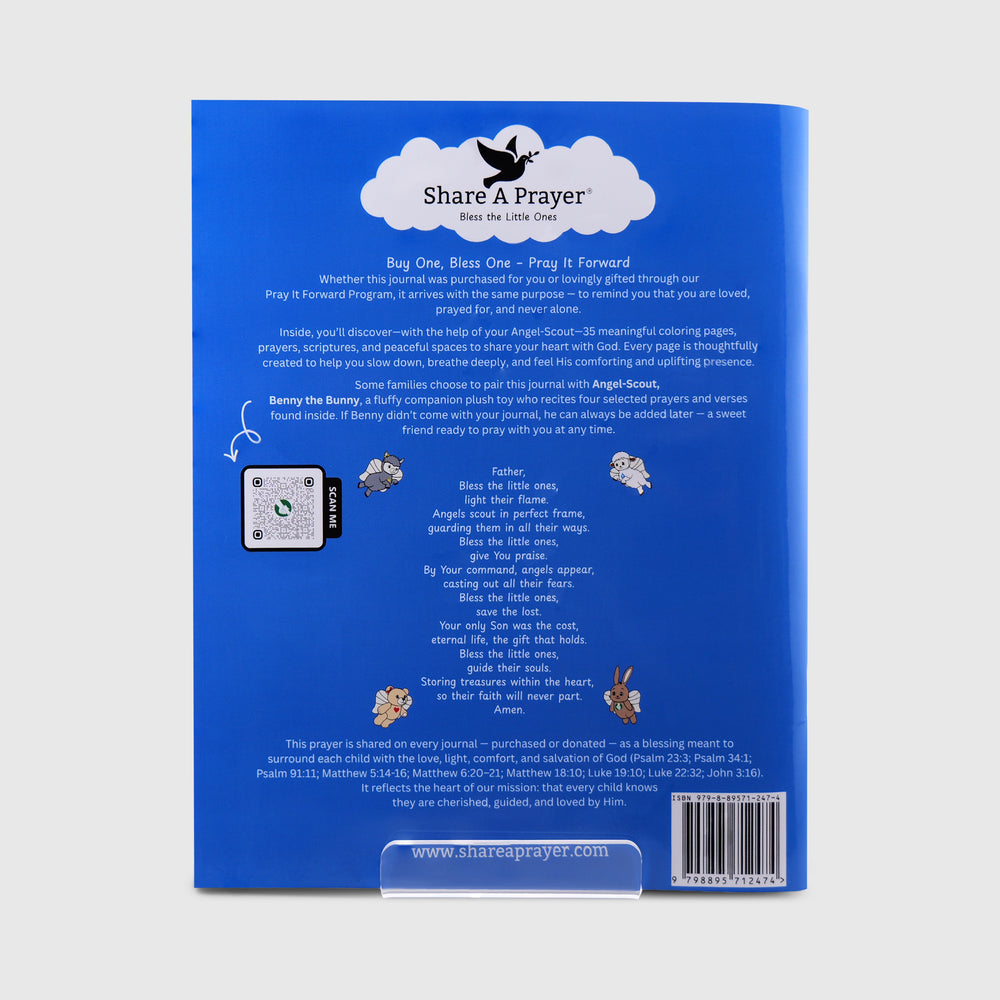 Angel-Scout™ Benny the Bunny Gift Set | Plush Prayer Companion • Coloring Prayer Journal • Backpack • Pencils
